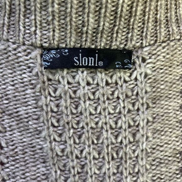 Tan Boho Cardigan Sweater Knit Braided Fur Cottagecore Fairycore Whimsy Sioni - Picture 8 of 8